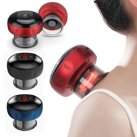 Electric Vacuum Cup Massager 12 Modes - Anti Cellulite Cupping Therapy Device with Heat for Muscle Pain Relief